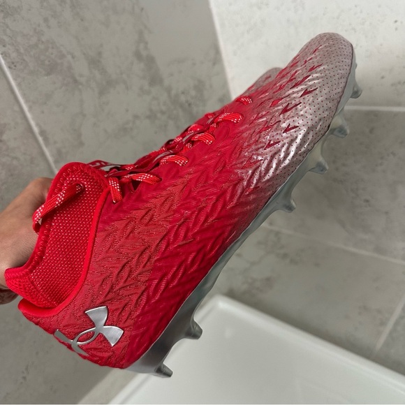 Under Armour Red and Silver Cleats Size 10 Men - Picture 11 of 13